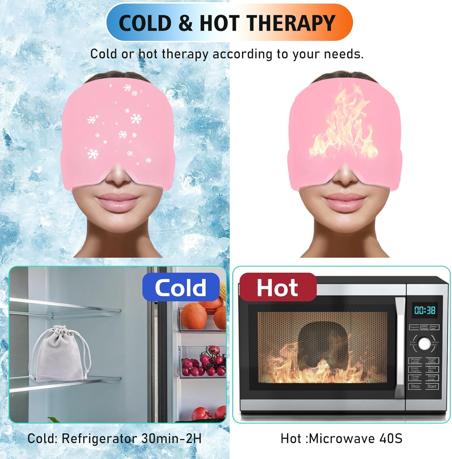 Migraine Relief Cap – Cooling Ice Gel Hat for Headache, Tension &  Puffy Eyes Relief